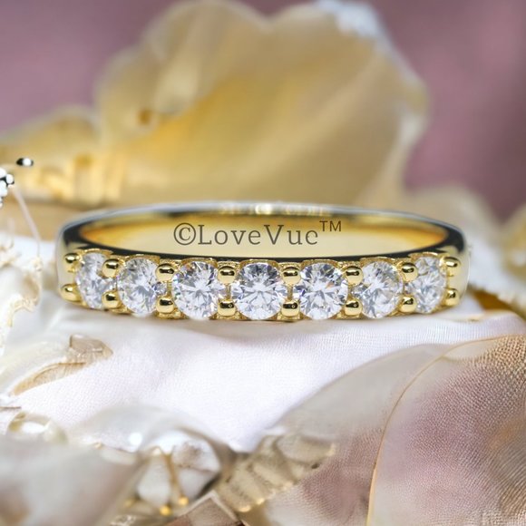 2.5mm Diamond Moissanite Brilliant Cut Half Eternity Wedding Ring Band - Picture 6 of 15